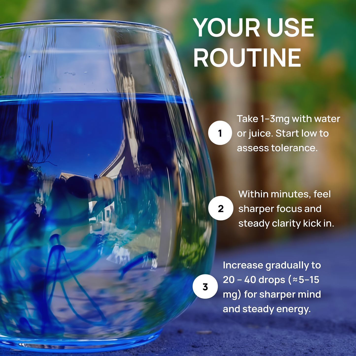 Meraki Blu USP Grade Methylene Blue Solution, 1% Formula, 30 mL | Third-party tested methylene blue solution, high-purity 1% liquid formula in a 30 mL glass dropper bottle.